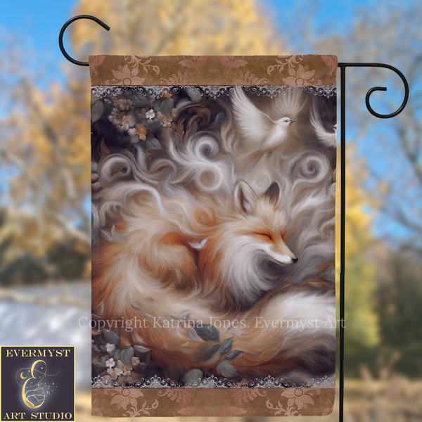 a vibrant and detailed painting of a fox, with its fur appearing to be in a state of motion, surrounded by swirling patterns and a sense of movement.