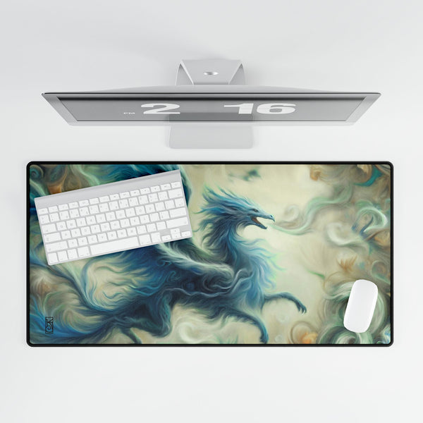 Blue Dragon Fantasy Art Tarot Mat - Desk Mat - Playmat