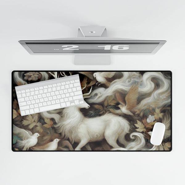 White Stag Dream Art Tarot Mat - Desk Mat - Playmat