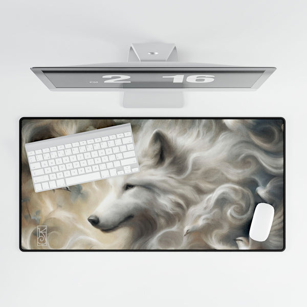 White Wolf Dream Fantasy Art Tarot Mat - Desk Mat - Playmat