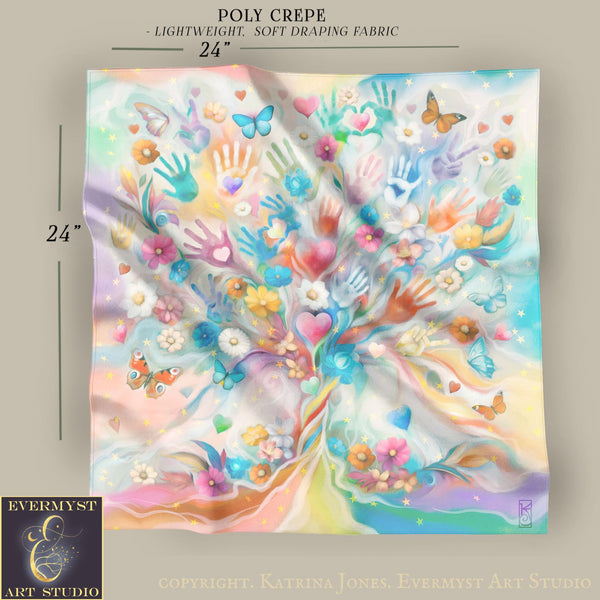 Hearts and Hands Diversity Square Altar Cloth Tarot Mat
