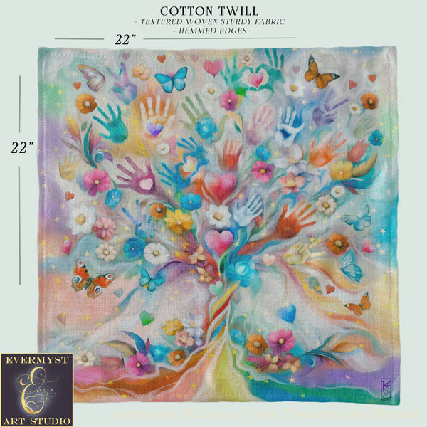 Hearts and Hands Diversity Square Altar Cloth Tarot Mat