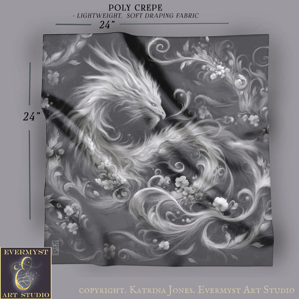 Dragon Dream White Square Altar Cloth Tarot Mat
