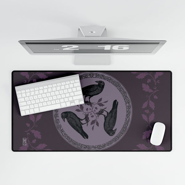 Celtic Triple Raven Tarot Mat - Desk Mat - Playmat