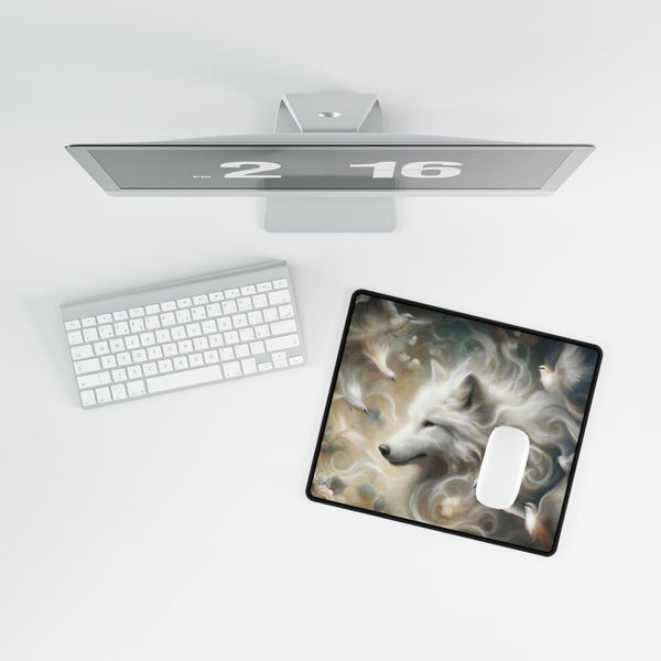 White Wolf Dream Fantasy Art Tarot Mat - Desk Mat - Playmat