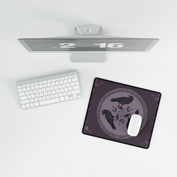 Celtic Triple Raven Tarot Mat - Desk Mat - Playmat