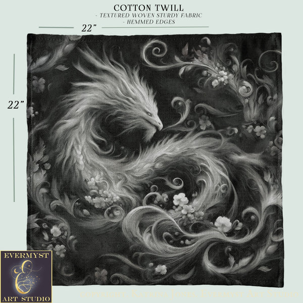 Dragon Dream White Square Altar Cloth Tarot Mat