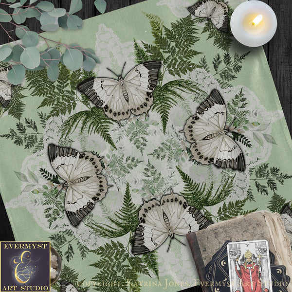 Butterfly Mandala Light Square Altar Cloth Tarot Mat