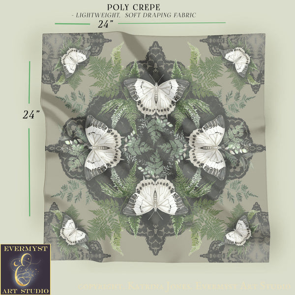 Butterfly Mandala Dark Square Altar Cloth Tarot Mat