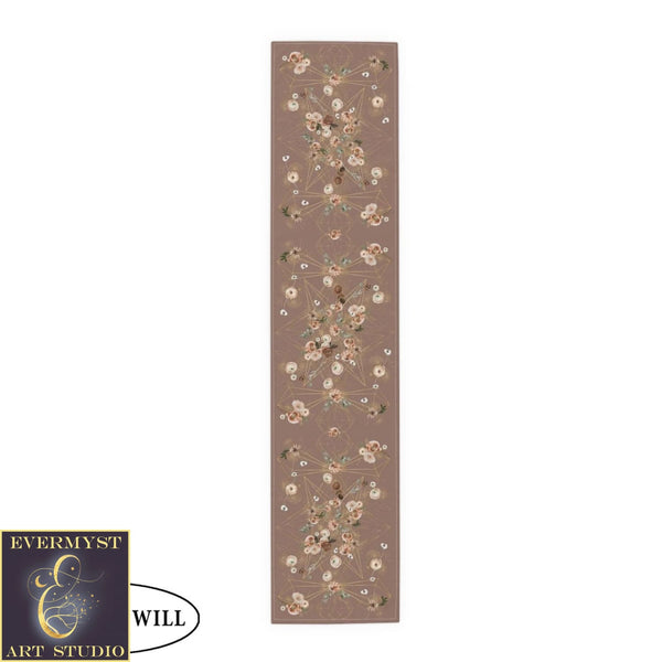 Altar Clothtable Runner - Geometric Floral Design Crystal Grid Earth Colors