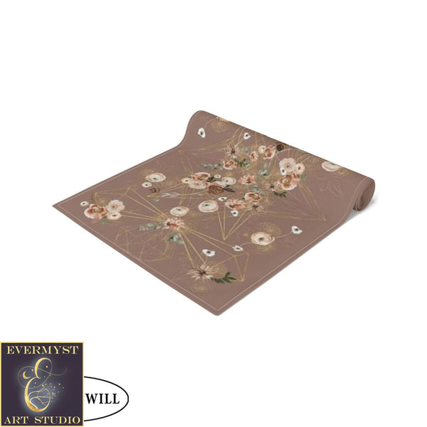 Altar Clothtable Runner - Geometric Floral Design Crystal Grid Earth Colors