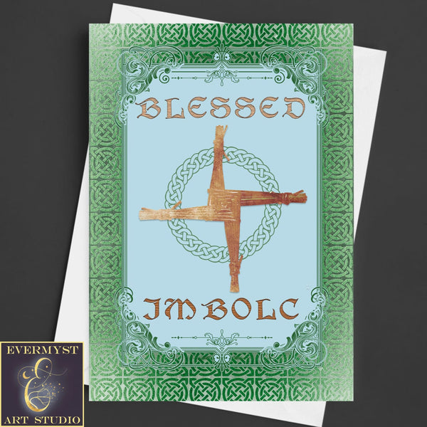 Blessed Imbolc Greeting Card Celtic Spring Pagan Witch Brigid Cross Blank Notecard