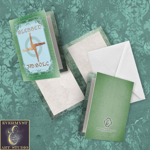 Blessed Imbolc Greeting Card Celtic Spring Pagan Witch Brigid Cross Blank Notecard