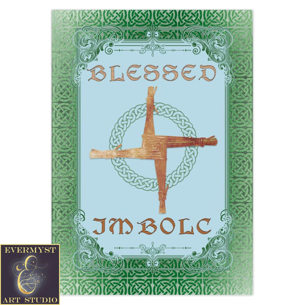 Blessed Imbolc Greeting Card Celtic Spring Pagan Witch Brigid Cross Blank Notecard 1