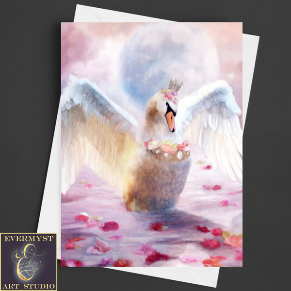 Enchanted Fantasy Swan Beautiful Romantic Love Greeting Card