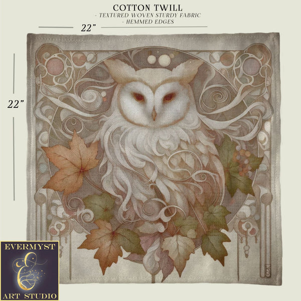a picture of an owl with leaves on it