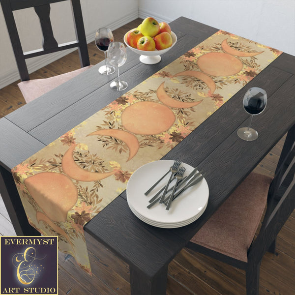 Fall Mabon Samhain Table Runner Witch Wicca Pagan Triple Moon Altar Display Decoration 16’’ ×