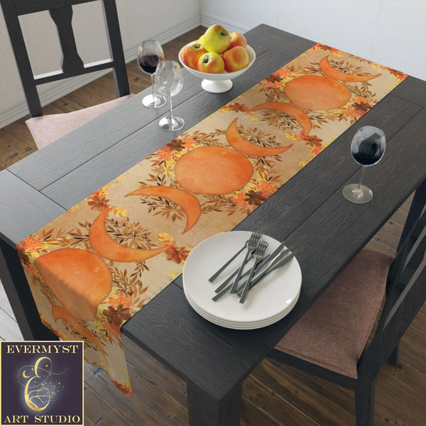 Fall Mabon Samhain Table Runner Witch Wicca Pagan Triple Moon Altar Display Decoration 16’’ ×