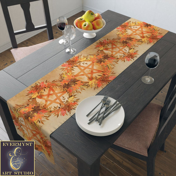 Fall Mabon Samhain Table Runner Witch Wicca Pentacle Altar Display Cloth Decoration Home Decor