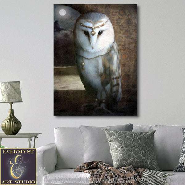 Owl Art Mythic Fantasy Painting Print Dark Acadamia
