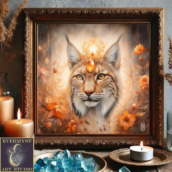Enchanted Animal Spirit Lynx Painting Art Print