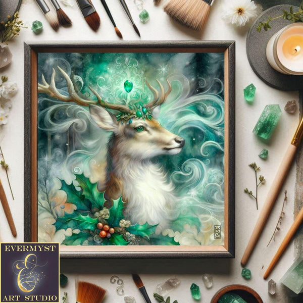 Enchanted Animal Spirit Deer Painting Art Print