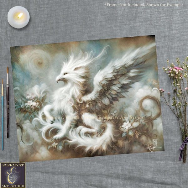 a painting of a white eagle on a gray background