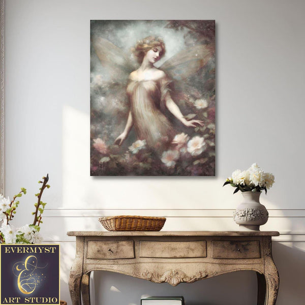 Elegant Faerie Flower Garden Art Print - Cottage Floral Fantasy Decor
