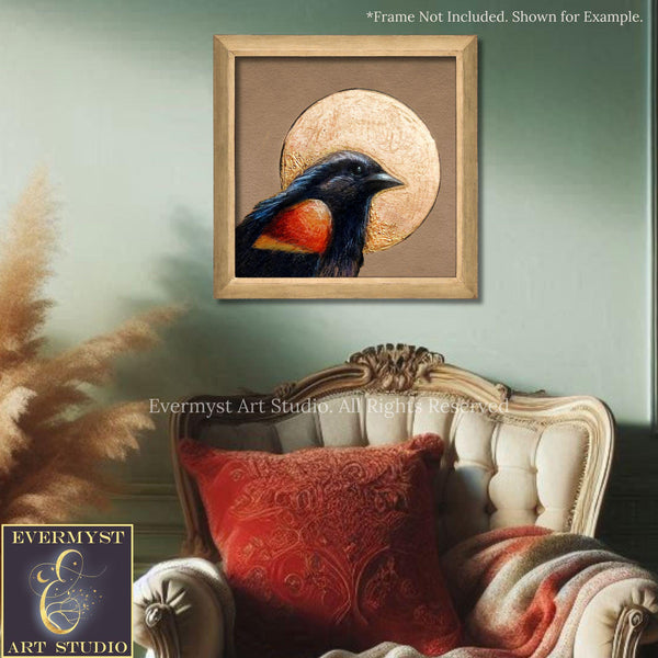 Red Winged Blackbird Art Print - Blackbird Illustration - Bird Painting Artwork - by Artist
