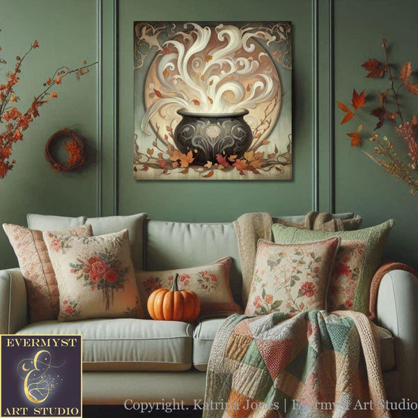 a living room filled with furniture and a painting on the wall