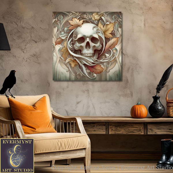 a living room with a chair and a painting on the wall