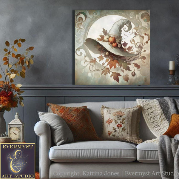 a living room filled with furniture and a painting on the wall