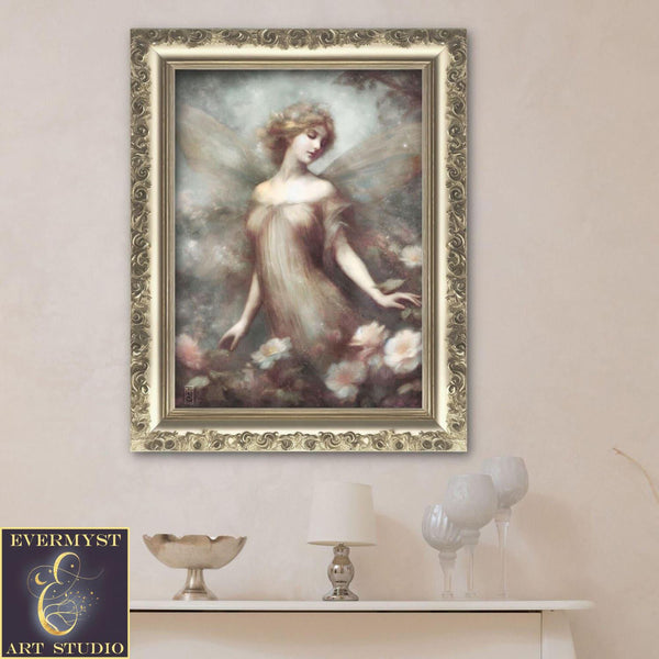 Elegant Faerie Flower Garden Art Print - Cottage Floral Fantasy Decor