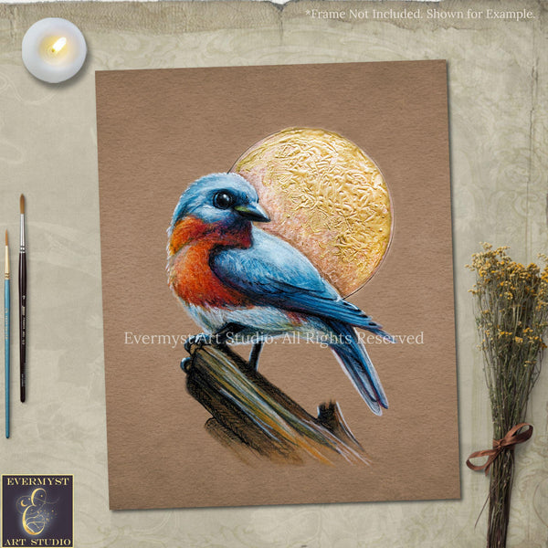 Bluebird Art Print - Bluebird Illustration - Bird Painting Artwork - by Artist