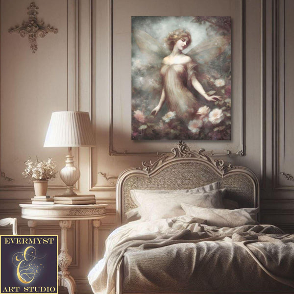 Elegant Faerie Flower Garden Art Print - Cottage Floral Fantasy Decor