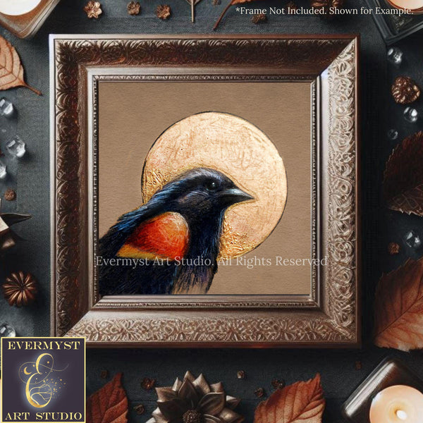 Red Winged Blackbird Art Print - Blackbird Illustration - Bird Painting Artwork - by Artist