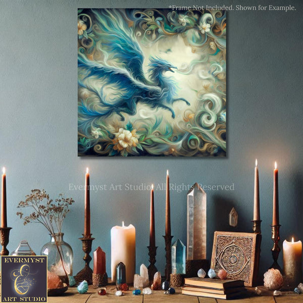 a table topped with candles and a painting
