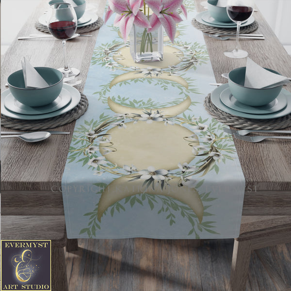 Imbolc Triple Moon Table Runner Altar Cloth