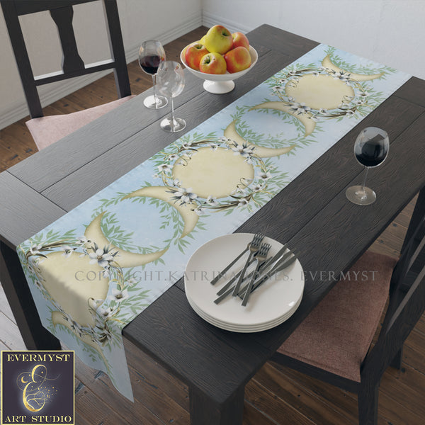 Imbolc Triple Moon Table Runner Altar Cloth