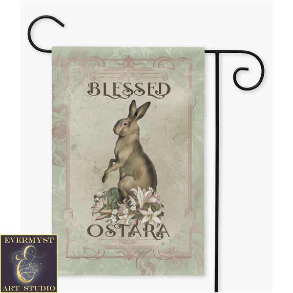 Spring Garden Flag - Rabbit Hare Decor Pagan Wicca Outdoor Decoration Single / 12X18 Inch