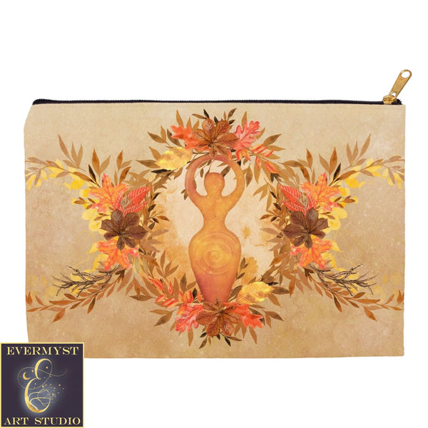 Autumn Goddess Accessory Pouches Vintage Design Witch Wicca Pagan Decor Zippered Tarot Bag Pouch