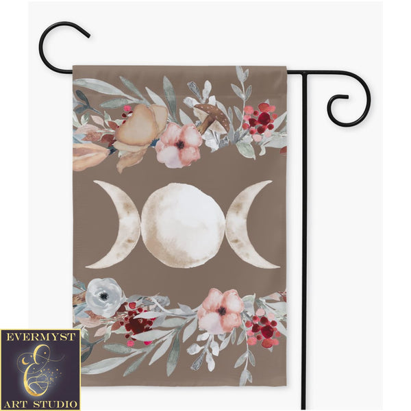 Triple Moon Garden Flag - Wicca Pagan Witchy Decor Double / 12X18 Inch