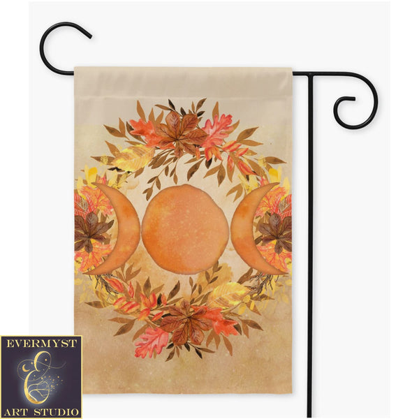 Triple Moon Goddess Garden Flag For Samhain Fall Wicca Decor - Pagan Single / 12X18 Inch