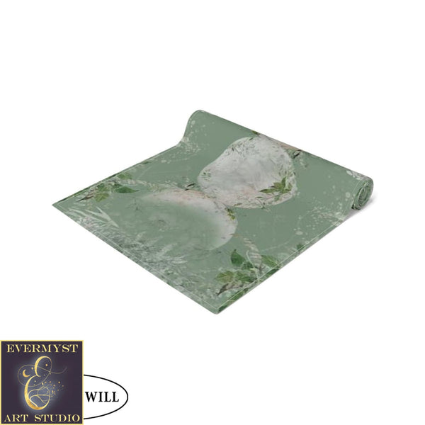 Triple Moon Table Runner Altar Cloth - Green Witch Decor