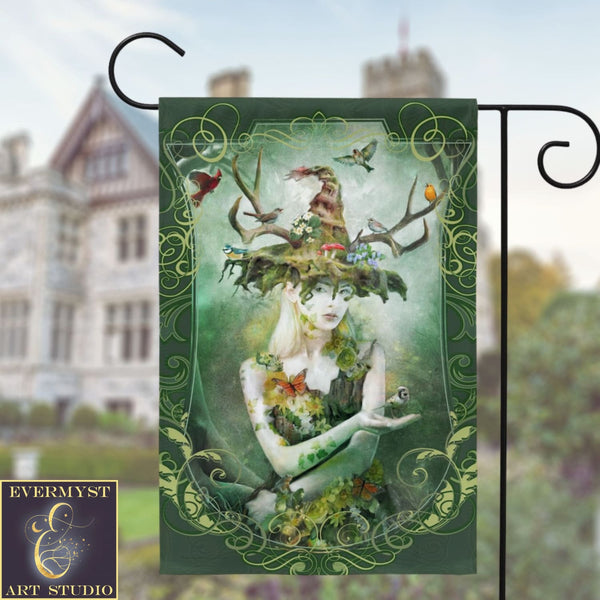 Woodland Nature Witch Garden Flag