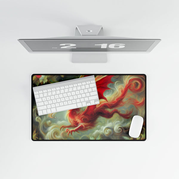 Red Dragon Art Tarot Mat - Desk Mat - Playmat