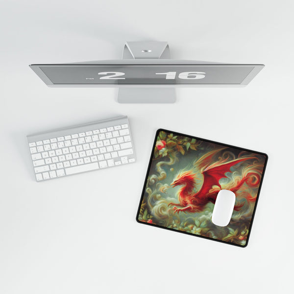 Red Dragon Art Tarot Mat - Desk Mat - Playmat