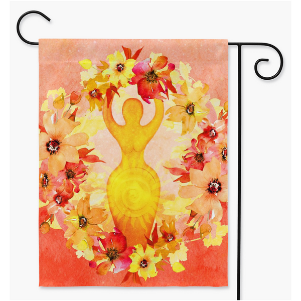 Sun Goddess Litha Garden Flag - Wicca Pagan Summer Solstice Decoration
