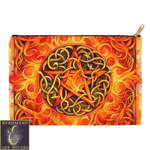 Accessory Pouch Element Of Fire Pentacle Wicca Pagan Witch Pouches Bag 12.5X8.5 Inch W/ Black