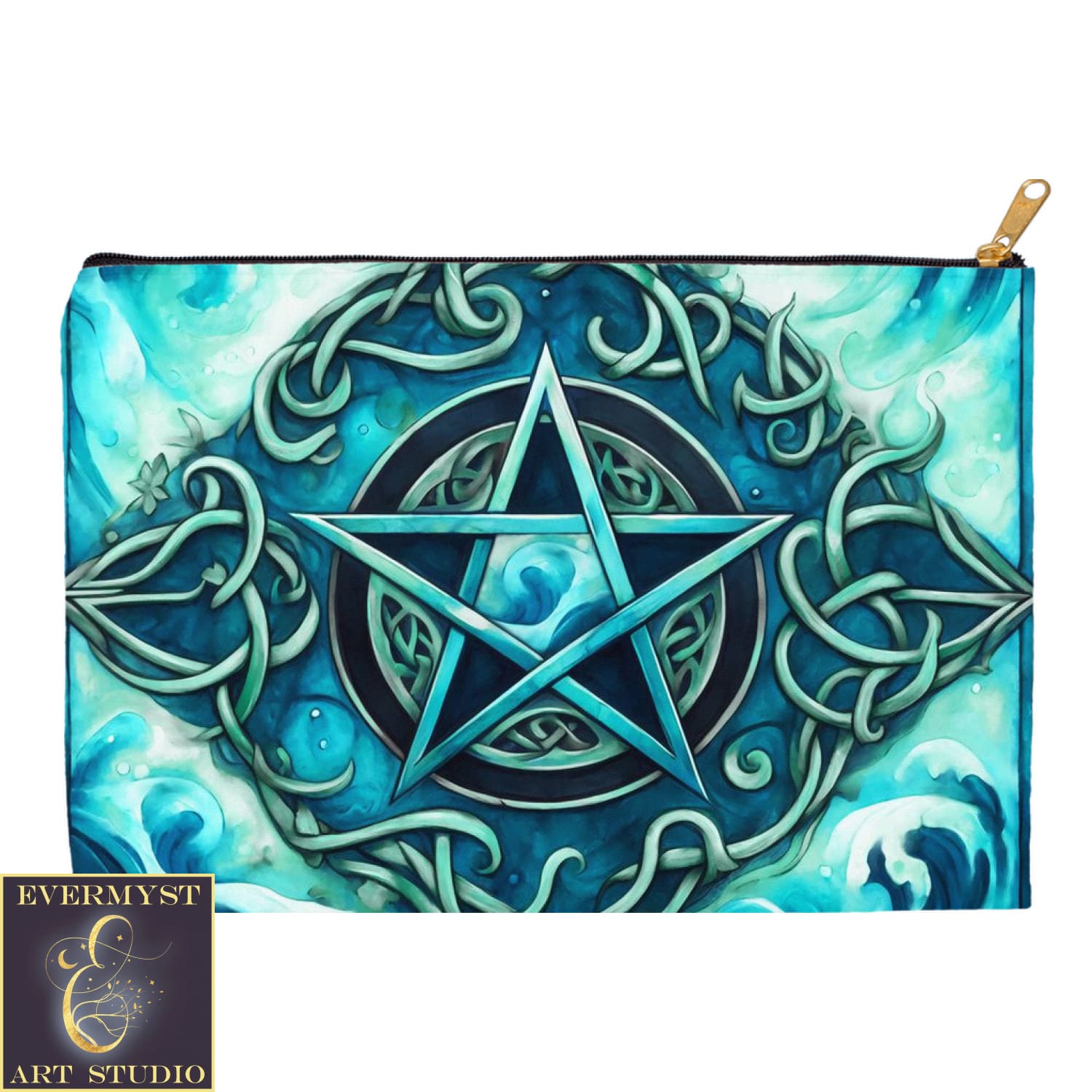 Accessory Pouch Element Of Water Pentacle Wicca Pagan Witch Pouches Bag 12.5X8.5 Inch W/ Black